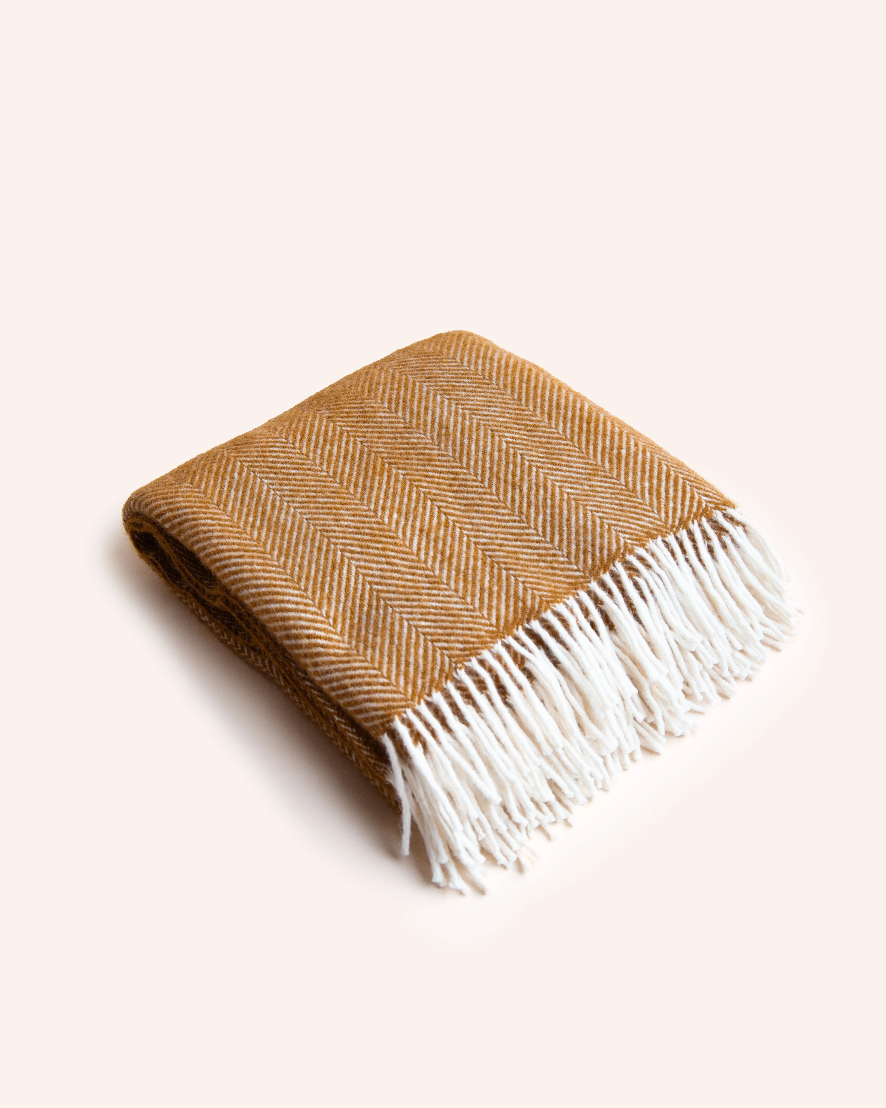 Fishbone Wool Throw - Mustard - Image 3