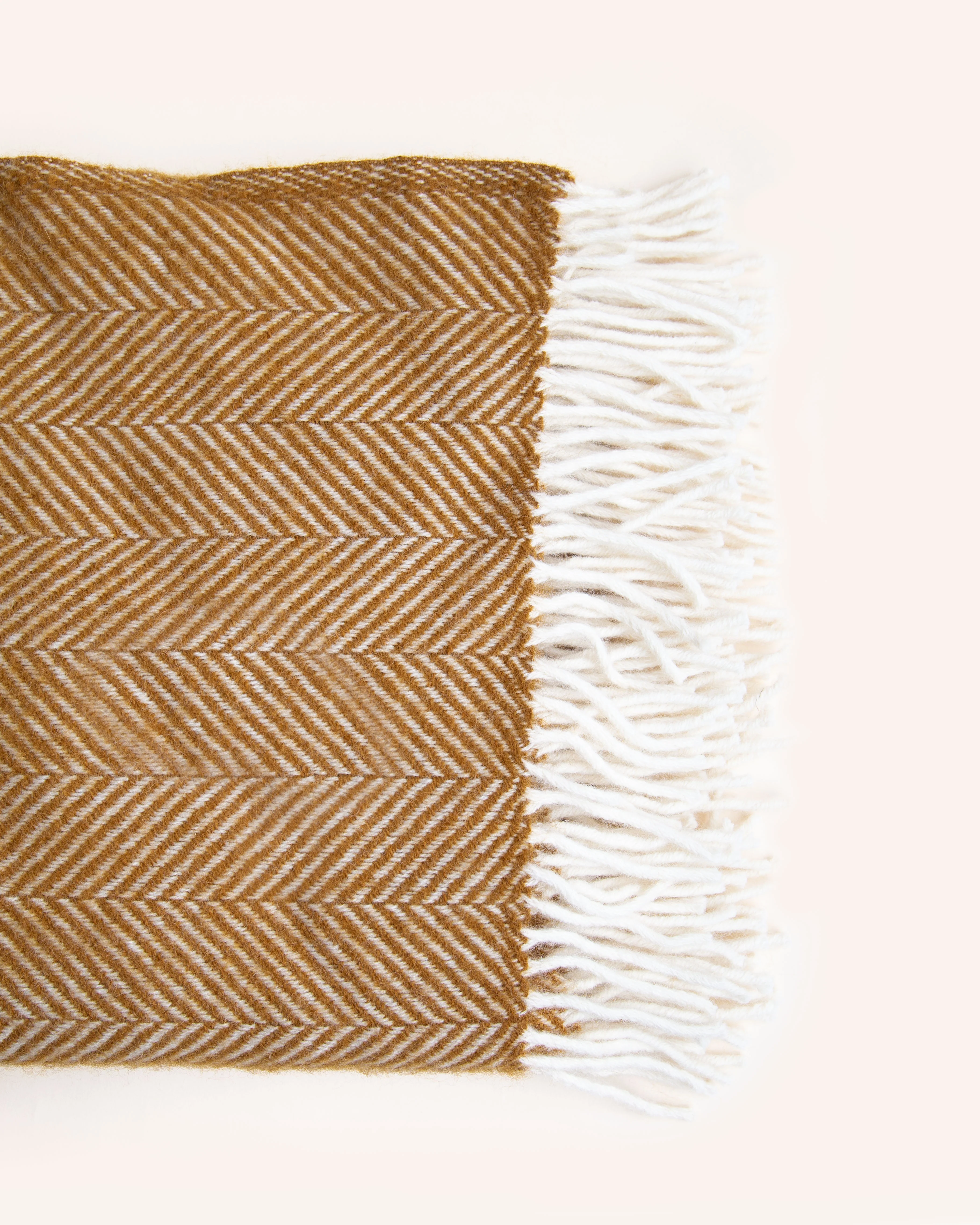 Fishbone Wool Throw - Mustard - Image 4