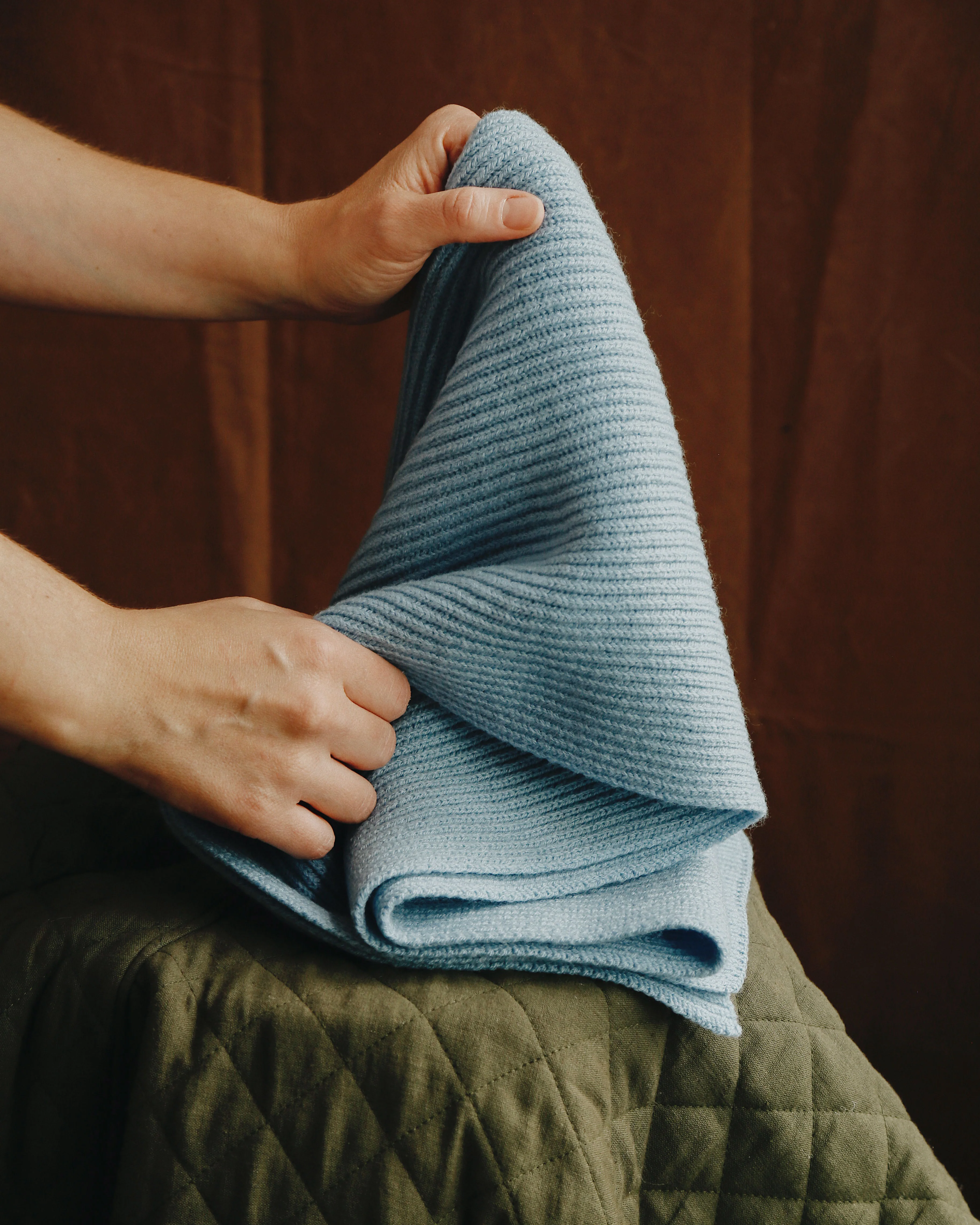 Rib Scarf - Light Blue - Image 5